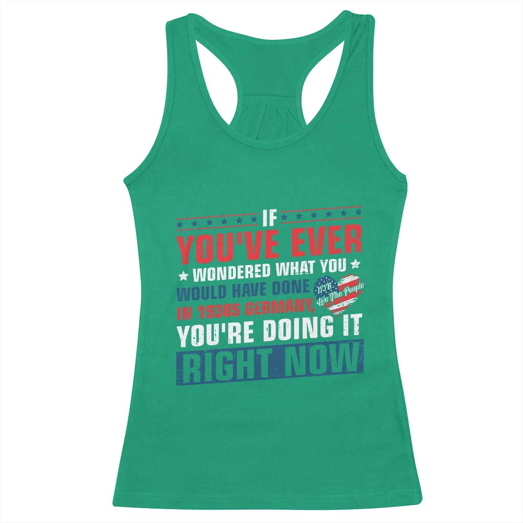 Anti Fascist Racerback Tank Top Political Activism Human Rights TS10 Irish Green Print Your Wear
