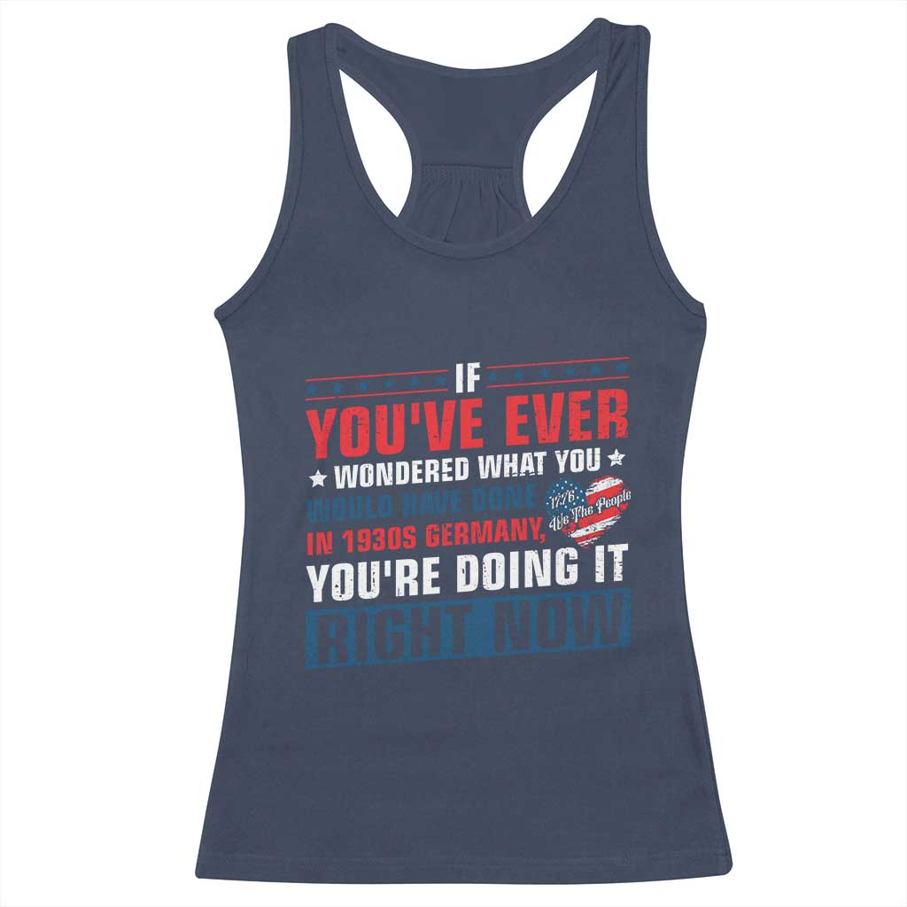Anti Fascist Racerback Tank Top Political Activism Human Rights TS10 Navy Print Your Wear