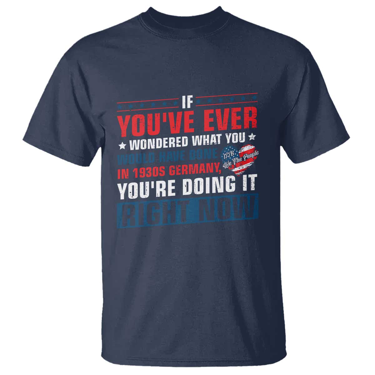 Anti Fascist T Shirt - Political Activism Human Rights Resistance Solidarity Tee TS10 Navy Print Your Wear