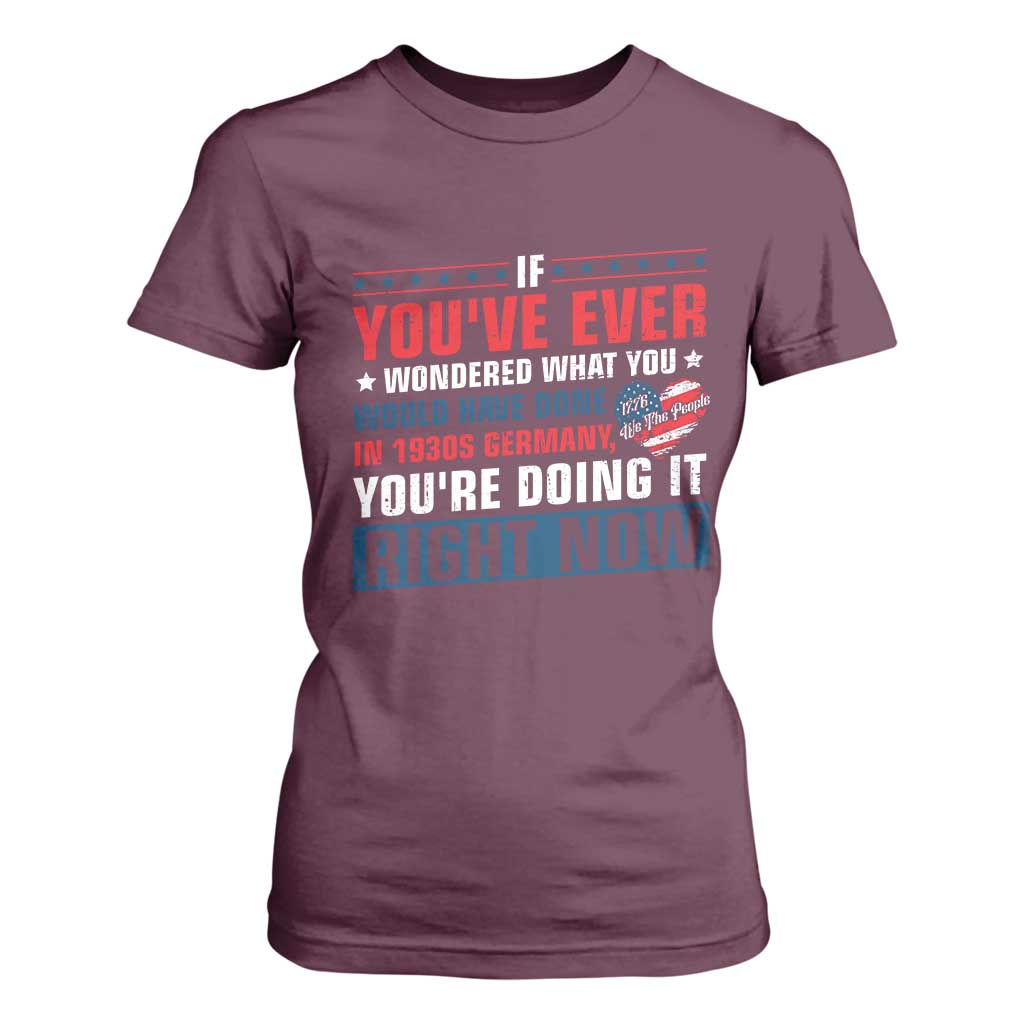 Anti Fascist T Shirt For Women Political Activism Human Rights TS10 Maroon Print Your Wear