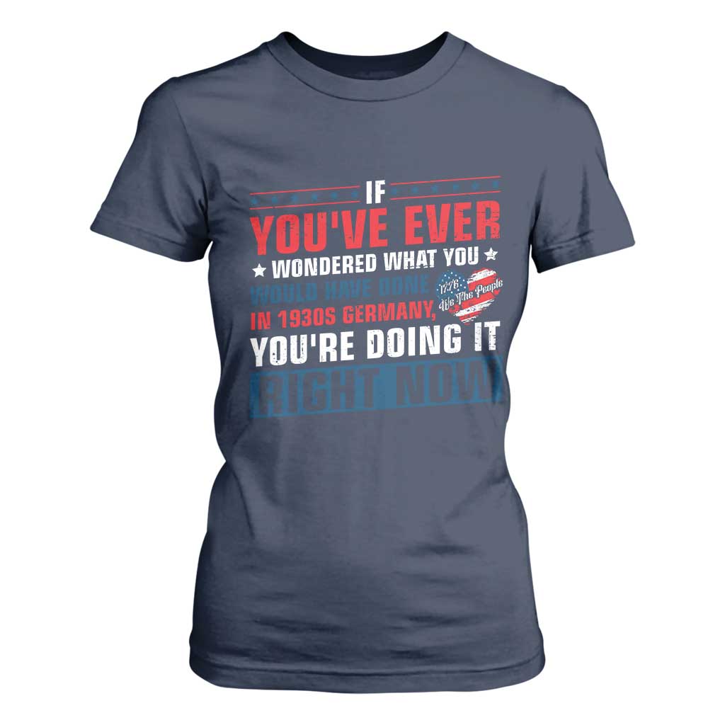 Anti Fascist T Shirt For Women Political Activism Human Rights TS10 Navy Print Your Wear