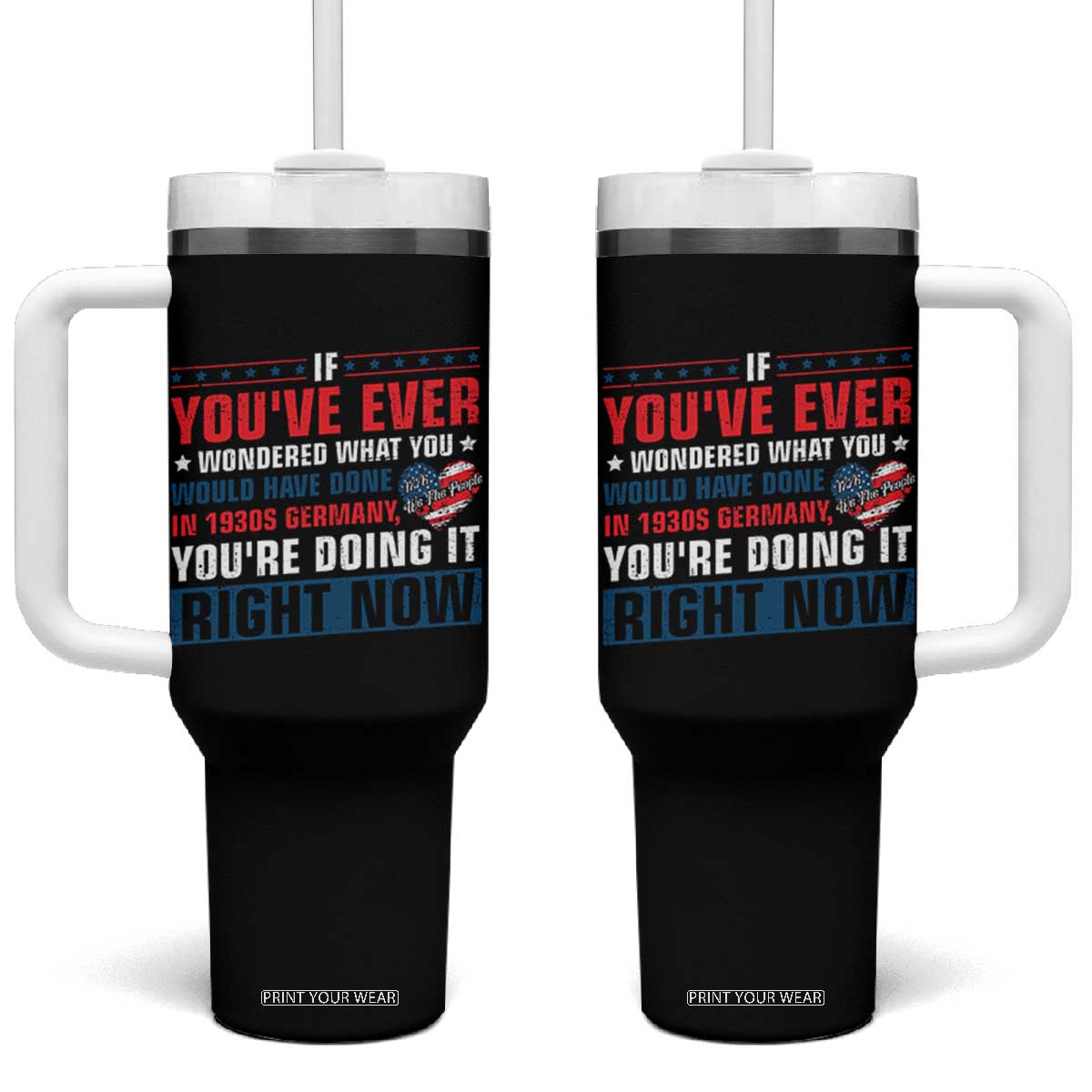 Anti Fascist Tumbler With Handle Political Activism Human Rights TS10 One Size: 40 oz Black Print Your Wear