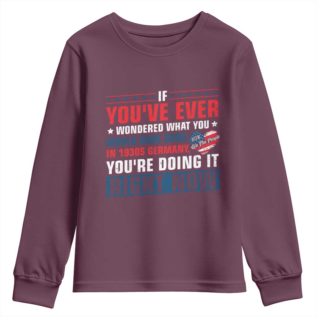 Anti Fascist Youth Sweatshirt Political Activism Human Rights TS10 Maroon Print Your Wear