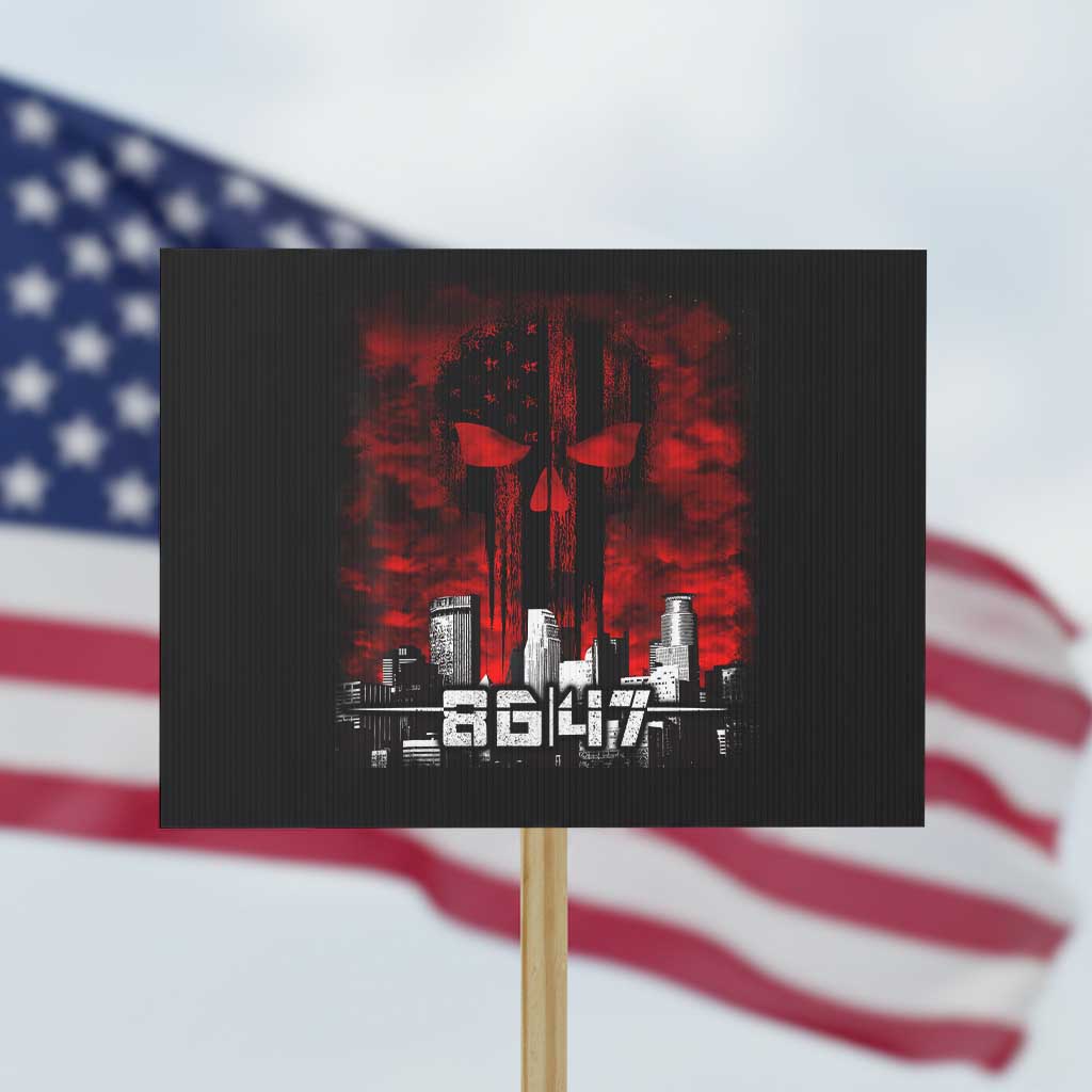Retro 8647 Protest Sign Vintage USA American Flag Skull TS10 Horizontal 18
