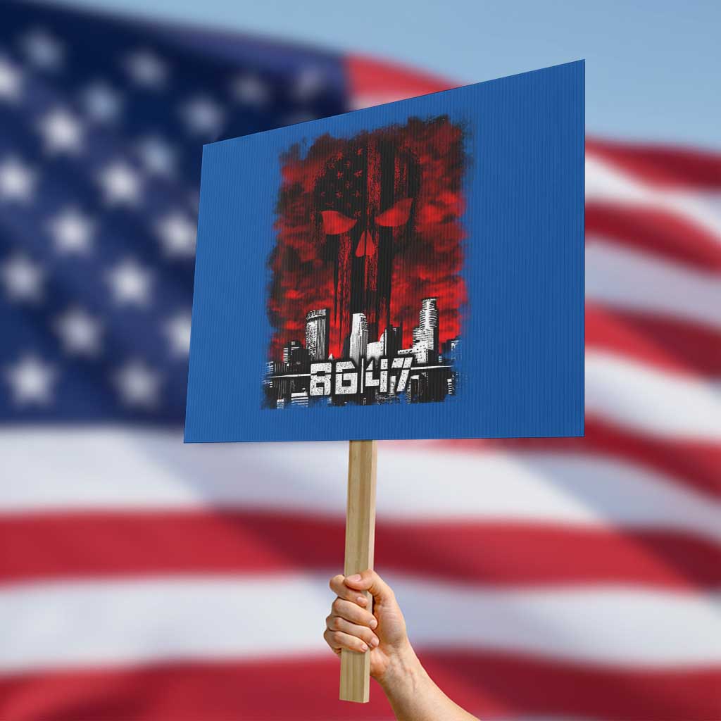 Retro 8647 Protest Sign Vintage USA American Flag Skull TS10 Horizontal 18