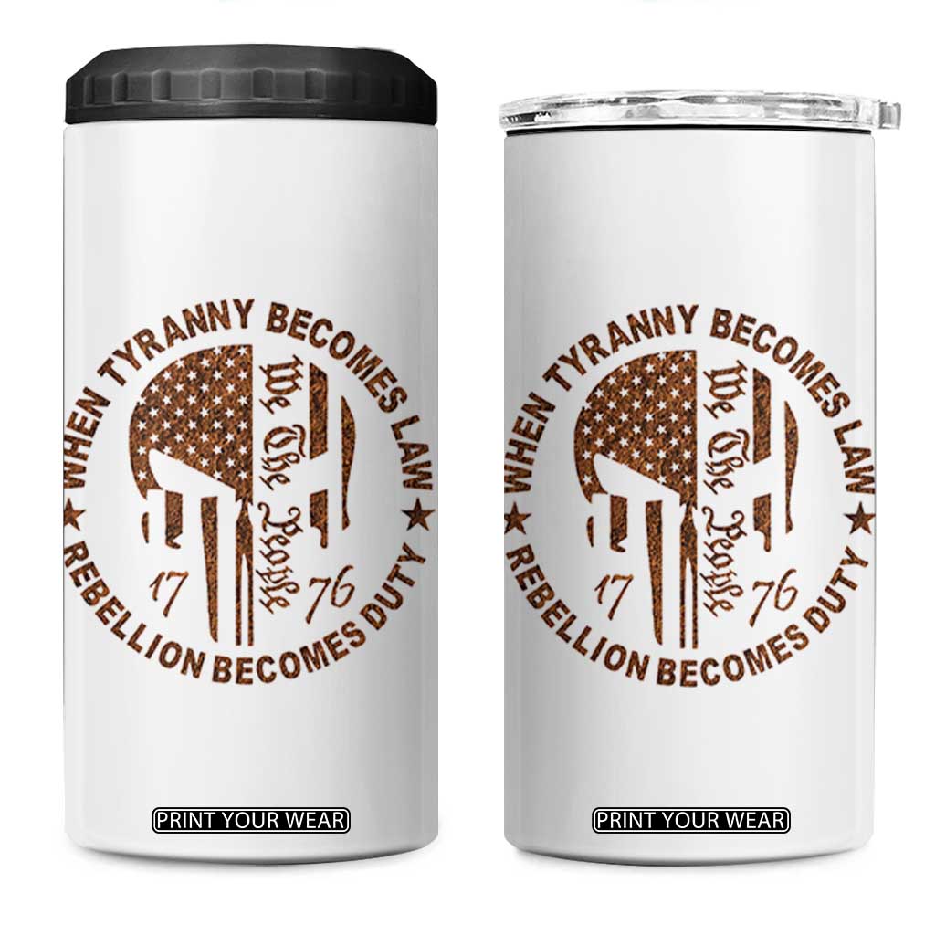 When Tyranny Becomes Law Rebellion Becomes Duty 4 in 1 Can Cooler Tumbler We The People 1776 US Flag TS10 One Size: 16 oz White Print Your Wear