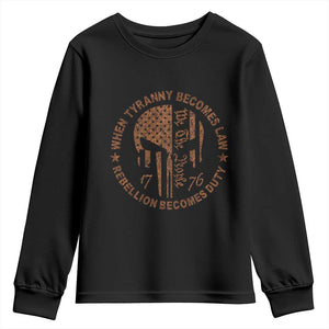 When Tyranny Becomes Law Rebellion Becomes Duty Youth Sweatshirt We The People 1776 US Flag TS10 Black Print Your Wear