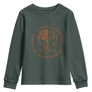 When Tyranny Becomes Law Rebellion Becomes Duty Youth Sweatshirt We The People 1776 US Flag TS10 Dark Forest Green Print Your Wear
