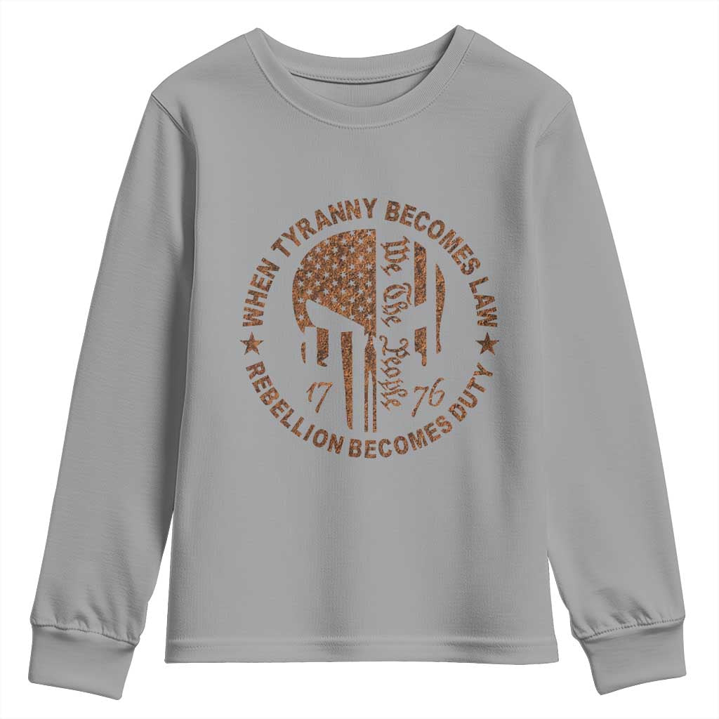 When Tyranny Becomes Law Rebellion Becomes Duty Youth Sweatshirt We The People 1776 US Flag TS10 Sport Gray Print Your Wear