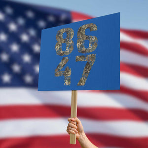 Retro 8647 Protest Sign Vintage Camouflage Camo Skull TS10 Horizontal 18" × 24" Blue Print Your Wear