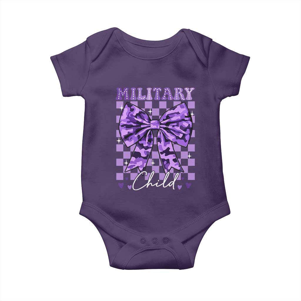 Military Child Coquette Bow Baby Onesie Purple Up Camo TS10 Purple Print Your Wear