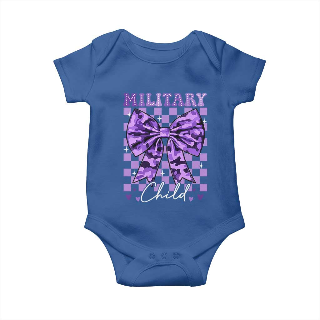 Military Child Coquette Bow Baby Onesie Purple Up Camo TS10 Royal Blue Print Your Wear
