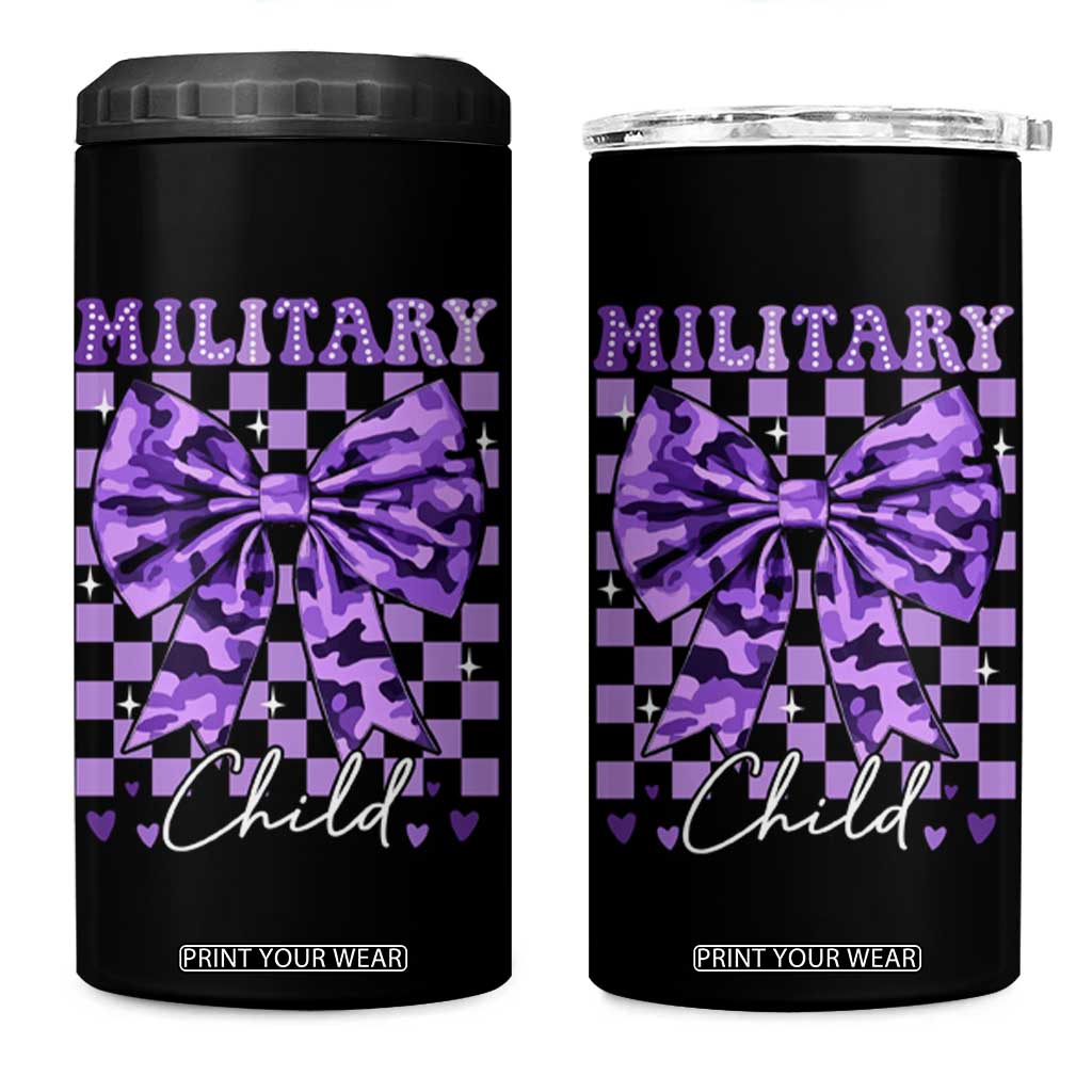 Military Child Coquette Bow 4 in 1 Can Cooler Tumbler Purple Up Camo TS10 One Size: 16 oz Black Print Your Wear