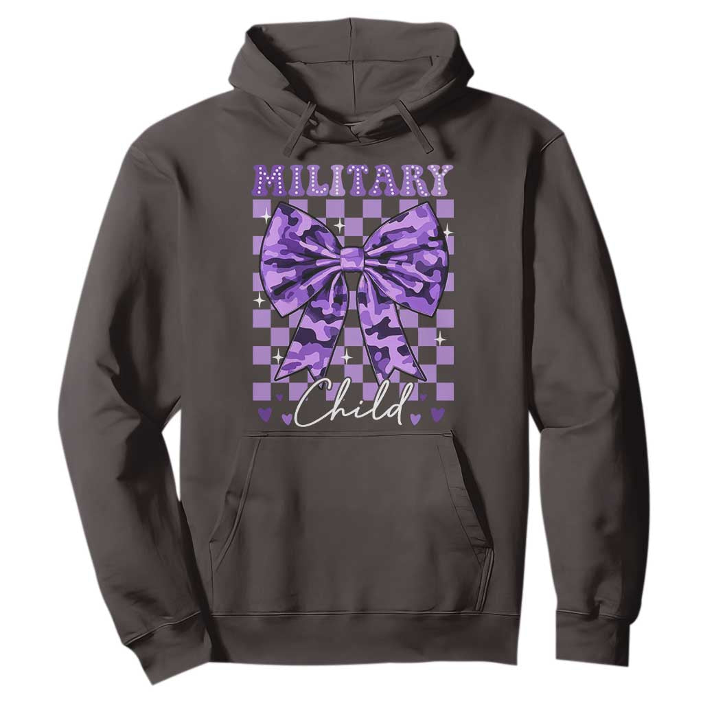 Military Child Coquette Bow Hoodie Purple Up Camo TS10 Dark Chocolate Print Your Wear