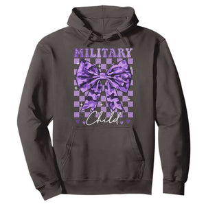 Military Child Coquette Bow Hoodie Purple Up Camo TS10 Dark Chocolate Print Your Wear