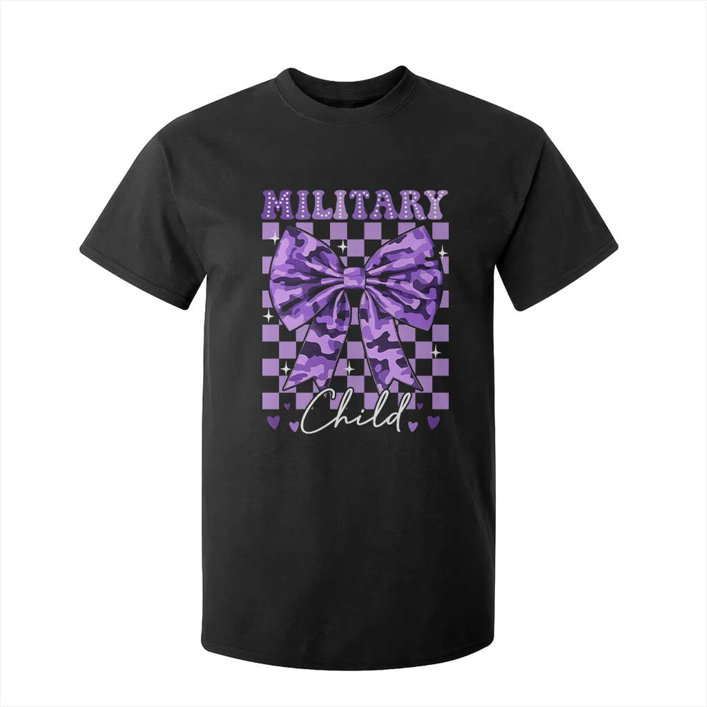 Military Child Coquette Bow T Shirt For Kid Purple Up Camo TS10 Black Print Your Wear