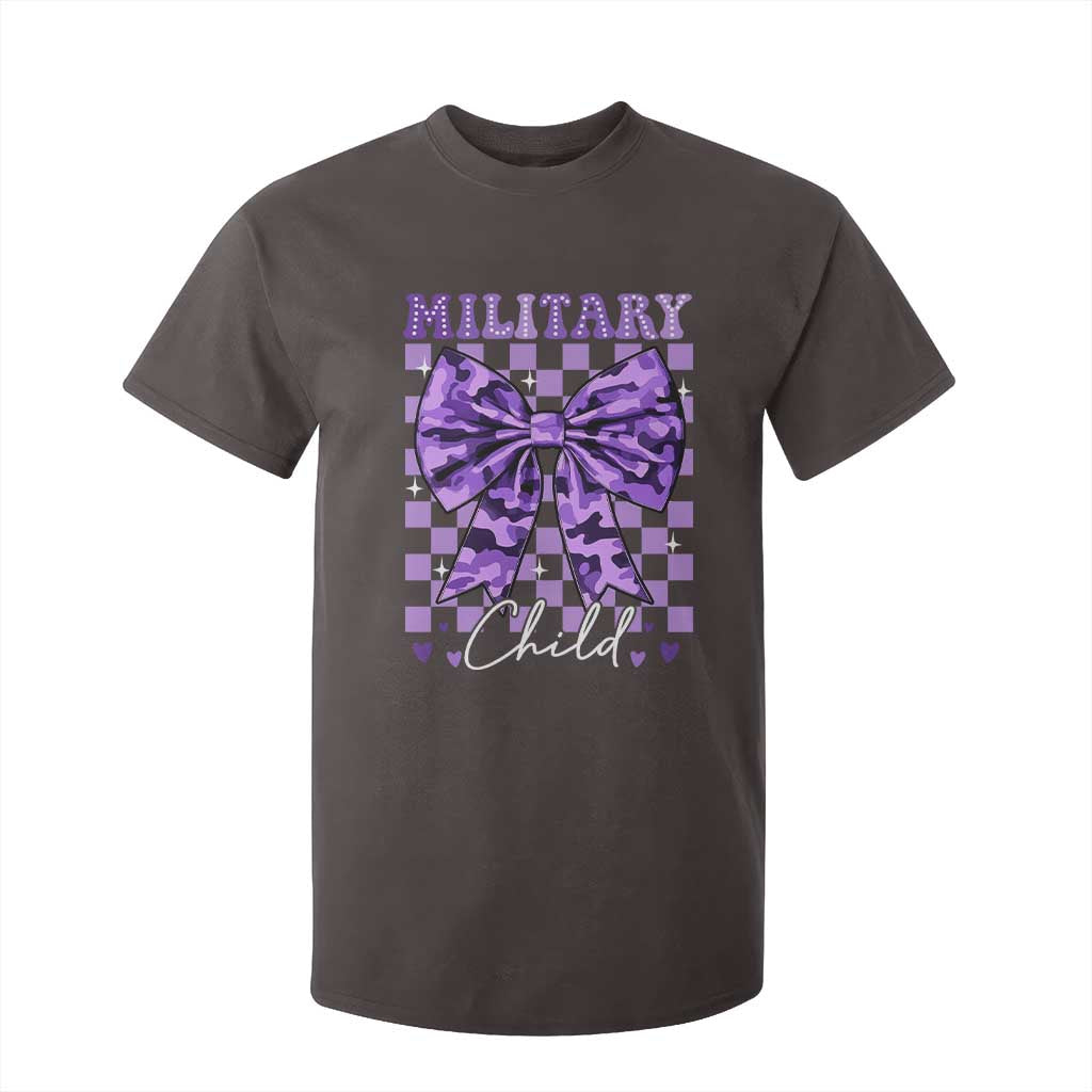 Military Child Coquette Bow T Shirt For Kid Purple Up Camo TS10 Dark Chocolate Print Your Wear