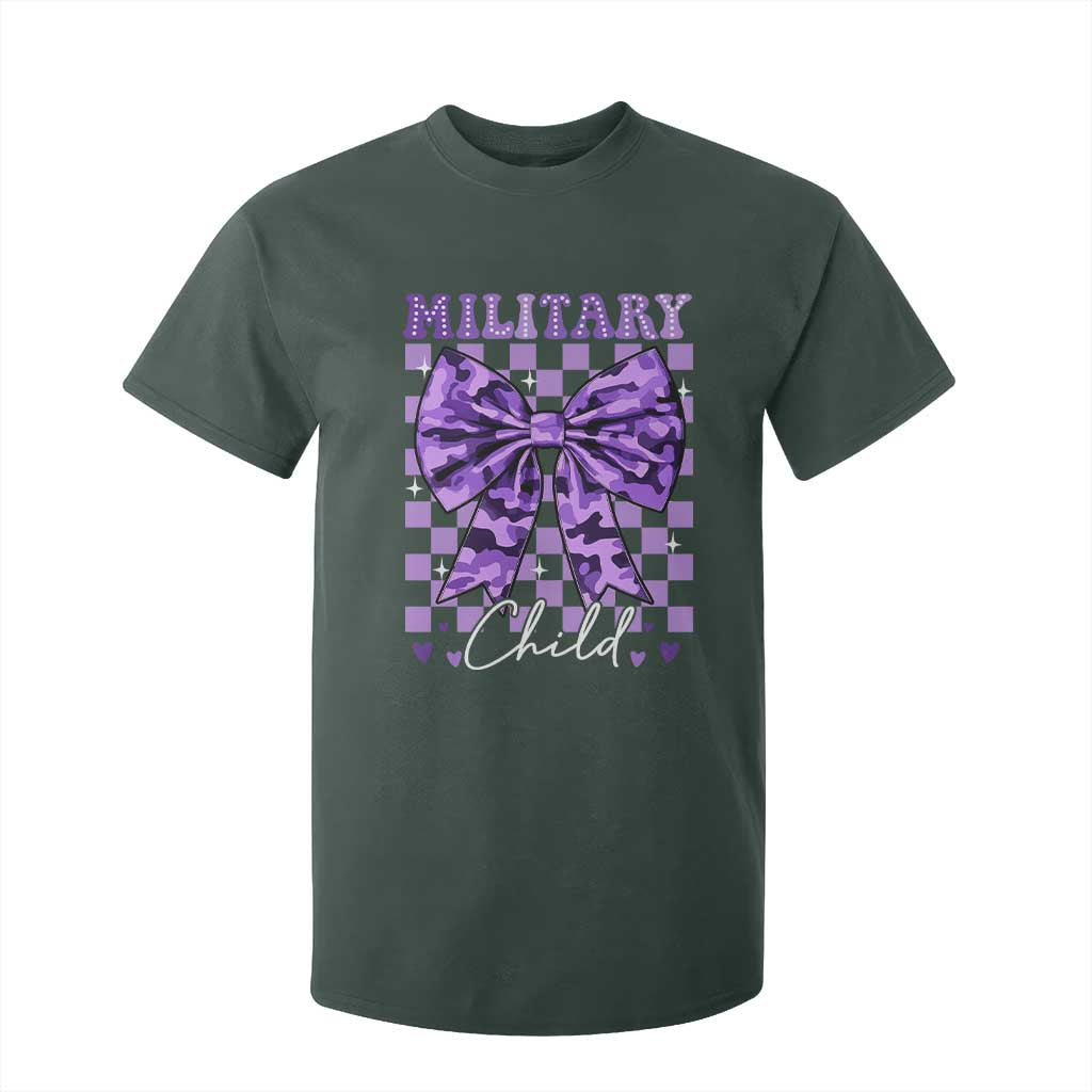 Military Child Coquette Bow T Shirt For Kid Purple Up Camo TS10 Dark Forest Green Print Your Wear