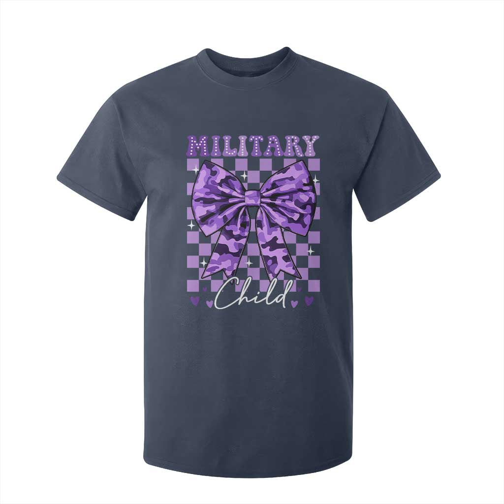 Military Child Coquette Bow T Shirt For Kid Purple Up Camo TS10 Navy Print Your Wear