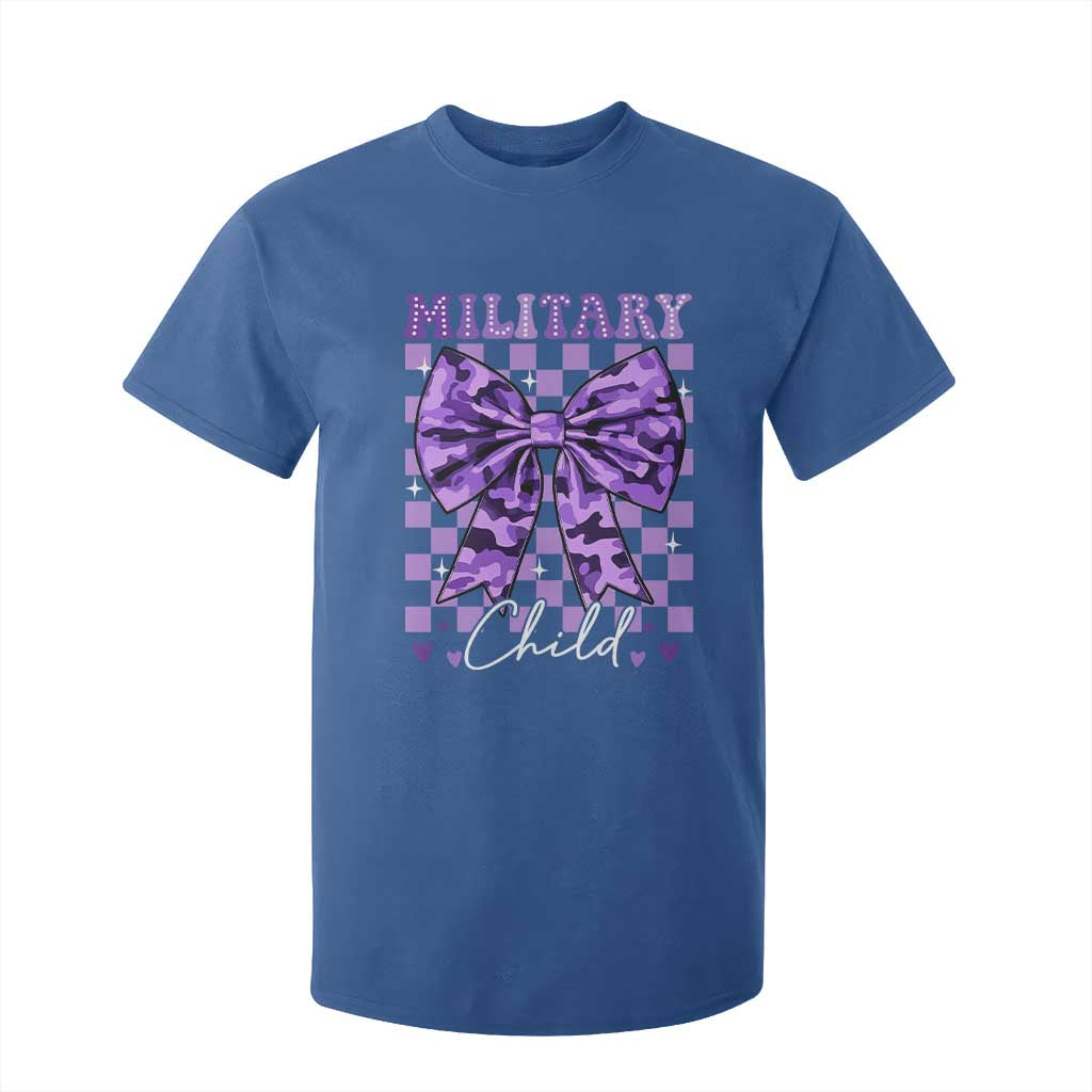 Military Child Coquette Bow T Shirt For Kid Purple Up Camo TS10 Royal Blue Print Your Wear