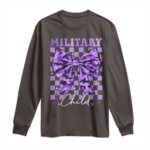 Military Child Coquette Bow Long Sleeve Shirt Purple Up Camo TS10 Dark Chocolate Print Your Wear