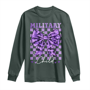 Military Child Coquette Bow Long Sleeve Shirt Purple Up Camo TS10 Dark Forest Green Print Your Wear
