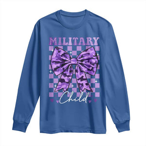 Military Child Coquette Bow Long Sleeve Shirt Purple Up Camo TS10 Royal Blue Print Your Wear