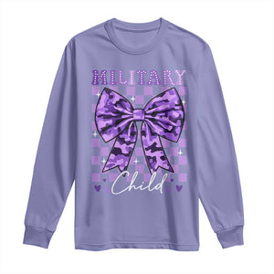 Military Child Coquette Bow Long Sleeve Shirt Purple Up Camo TS10 Violet Print Your Wear