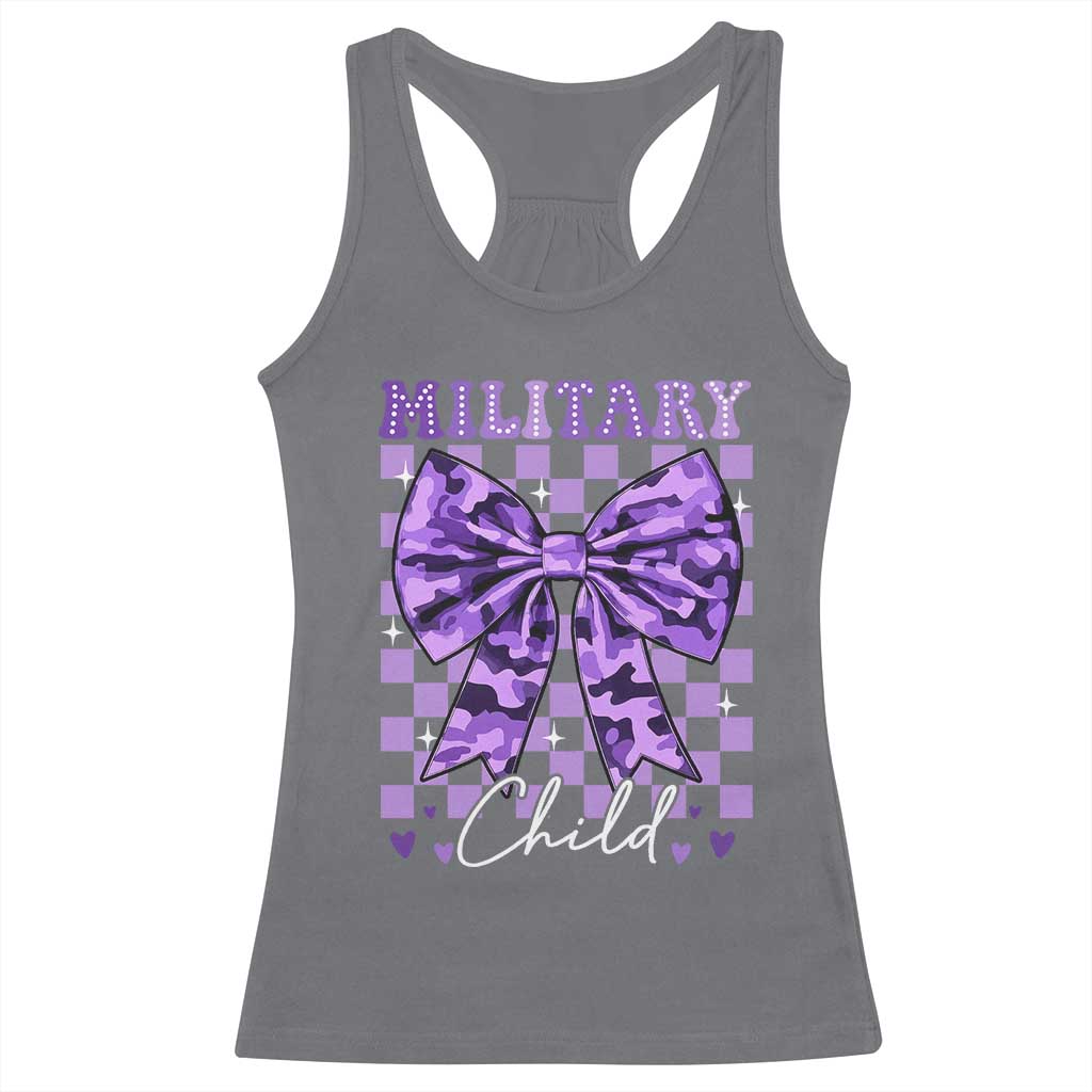 Military Child Coquette Bow Racerback Tank Top Purple Up Camo TS10 Charcoal Print Your Wear