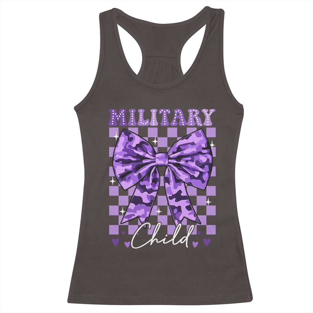 Military Child Coquette Bow Racerback Tank Top Purple Up Camo TS10 Dark Chocolate Print Your Wear