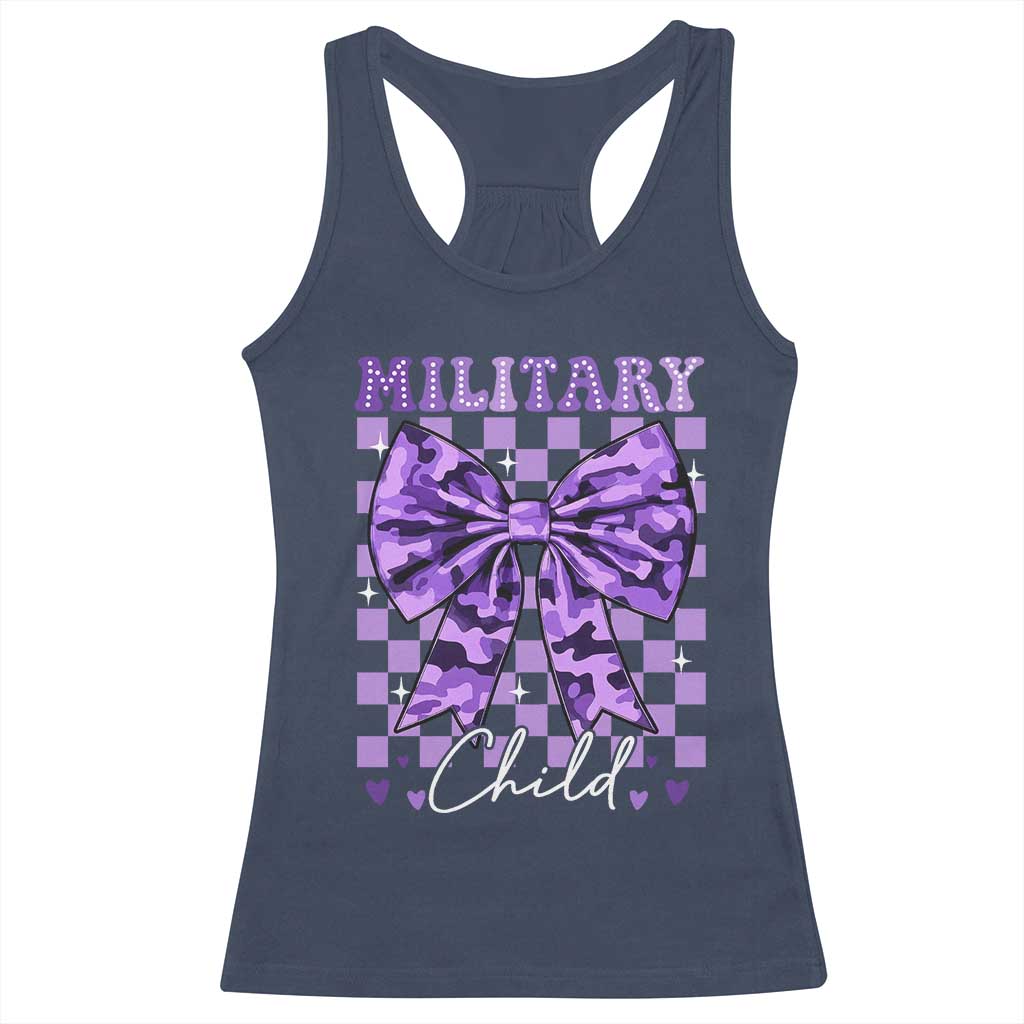 Military Child Coquette Bow Racerback Tank Top Purple Up Camo TS10 Navy Print Your Wear
