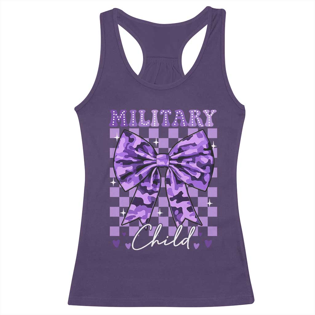 Military Child Coquette Bow Racerback Tank Top Purple Up Camo TS10 Purple Print Your Wear