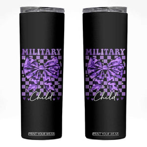 Military Child Coquette Bow Skinny Tumbler Purple Up Camo TS10 Black Print Your Wear