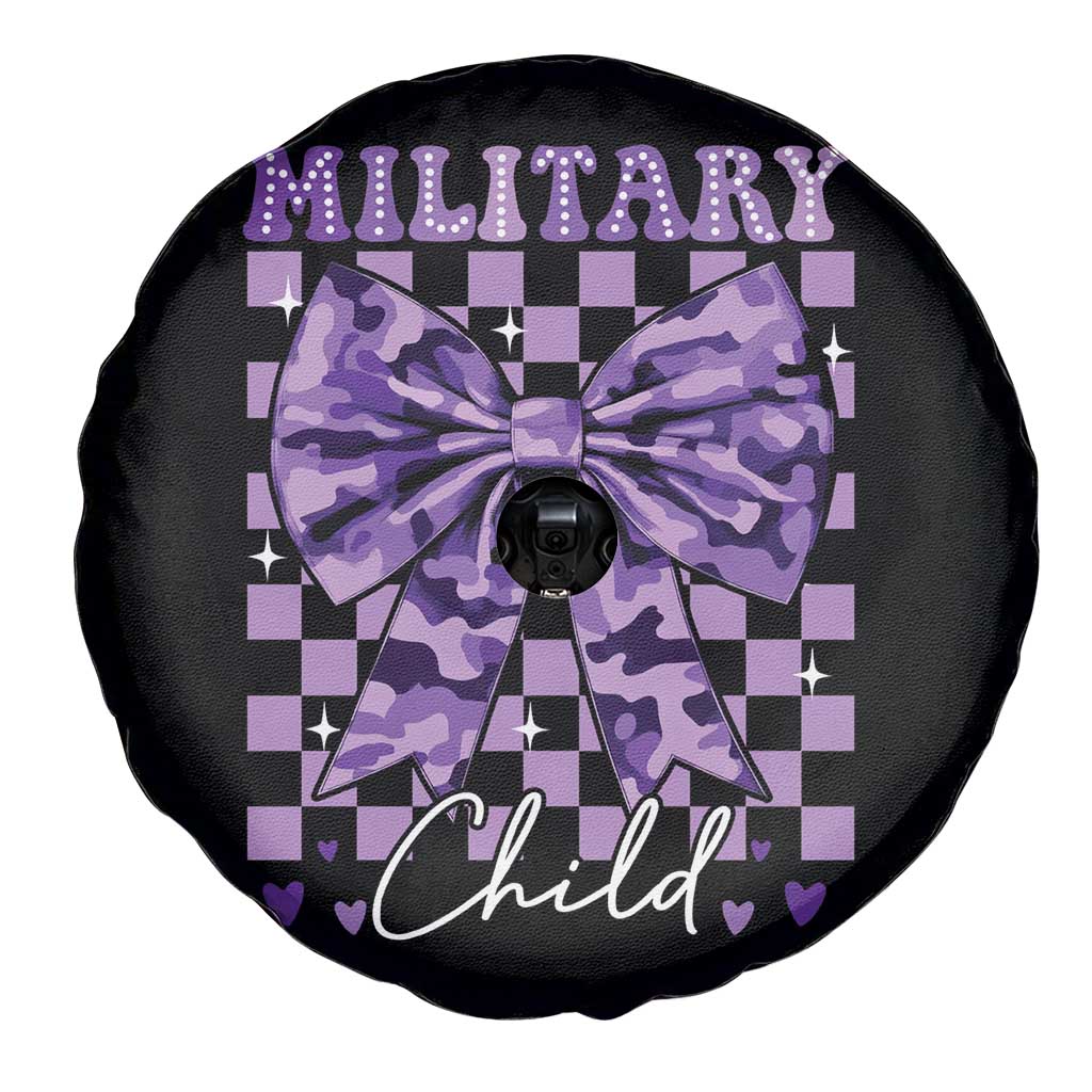 Military Child Coquette Bow Spare Tire Cover Purple Up Camo TS10 Print Your Wear