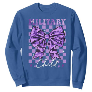 Military Child Coquette Bow Sweatshirt Purple Up Camo TS10 Royal Blue Print Your Wear