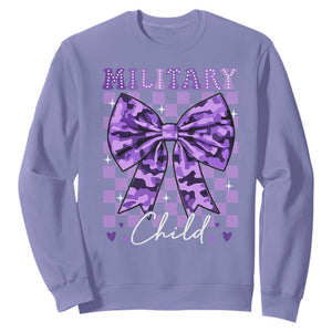 Military Child Coquette Bow Sweatshirt Purple Up Camo TS10 Violet Print Your Wear