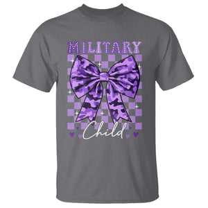 Military Child Coquette Bow T Shirt Purple Up Camo TS10 Charcoal Print Your Wear