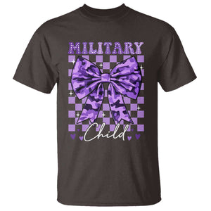 Military Child Coquette Bow T Shirt Purple Up Camo TS10 Dark Chocolate Print Your Wear