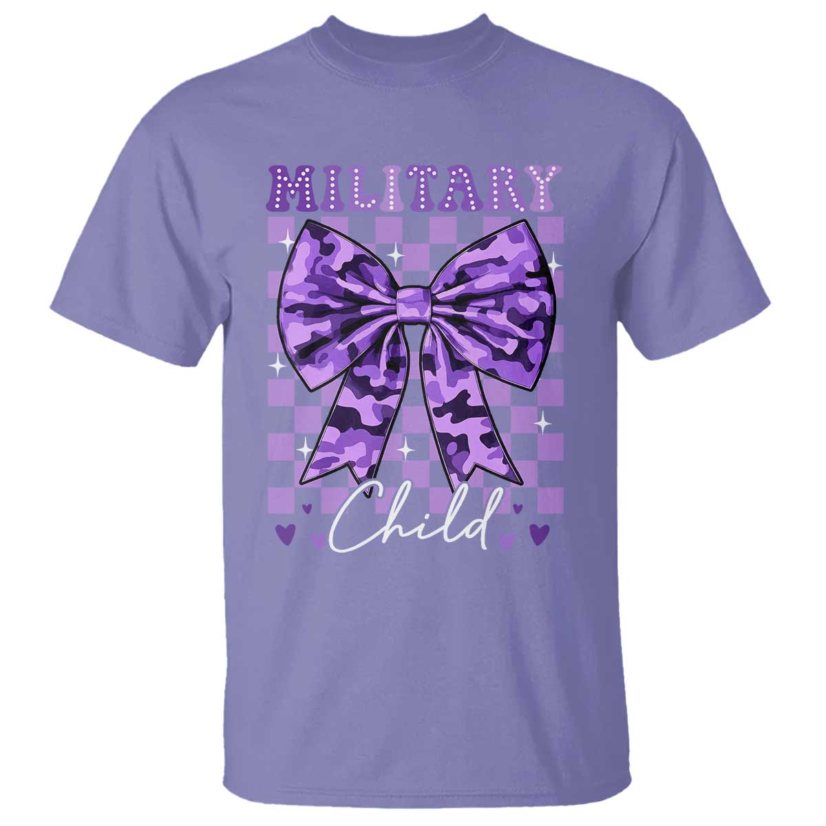 Military Child Coquette Bow T Shirt Purple Up Camo TS10 Violet Print Your Wear