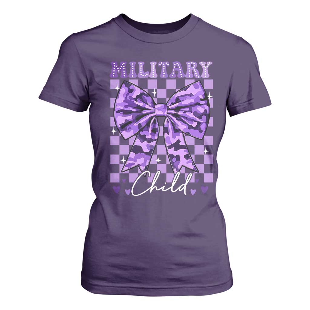 Military Child Coquette Bow T Shirt For Women Purple Up Camo TS10 Purple Print Your Wear