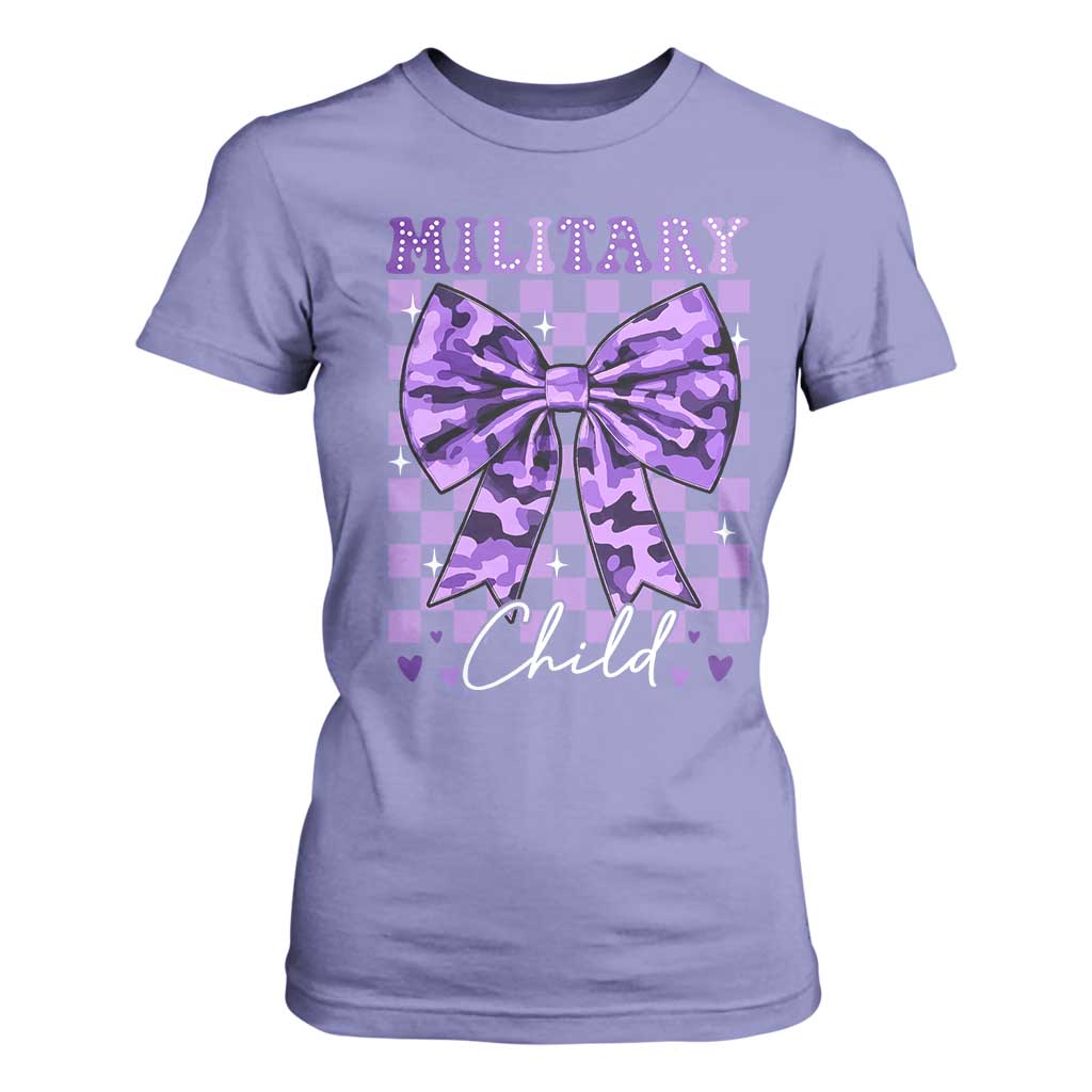 Military Child Coquette Bow T Shirt For Women Purple Up Camo TS10 Violet Print Your Wear