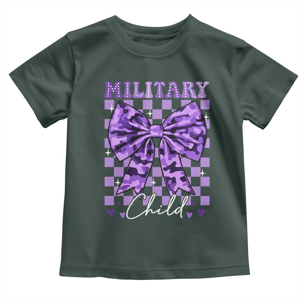 Military Child Coquette Bow Toddler T Shirt Purple Up Camo TS10 Dark Forest Green Print Your Wear