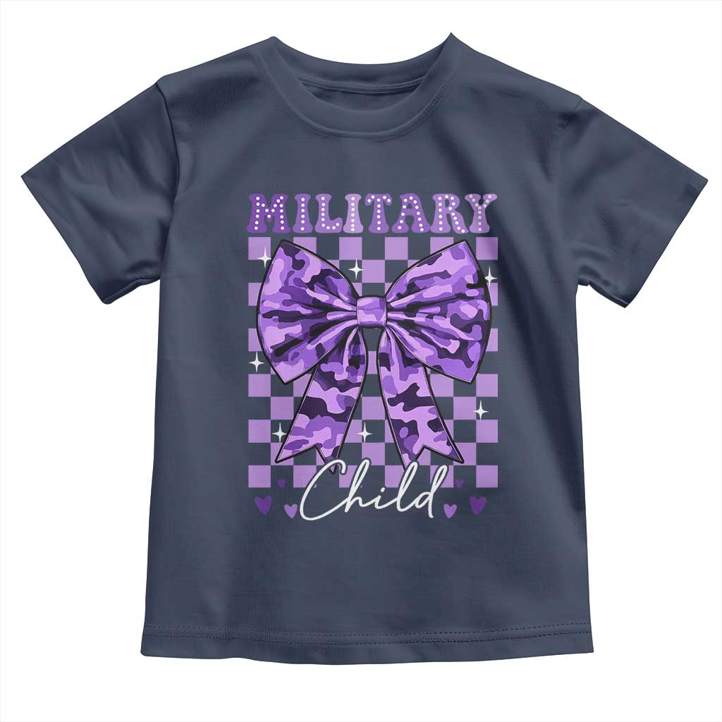 Military Child Coquette Bow Toddler T Shirt Purple Up Camo TS10 Navy Print Your Wear