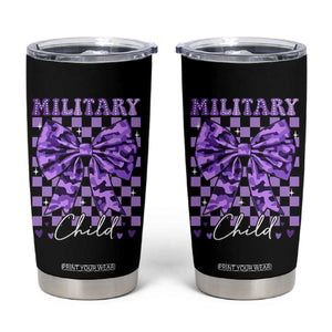 Military Child Coquette Bow Tumbler Cup Purple Up Camo TS10 Black Print Your Wear