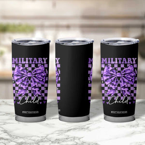 Military Child Coquette Bow Tumbler Cup Purple Up Camo TS10 Print Your Wear