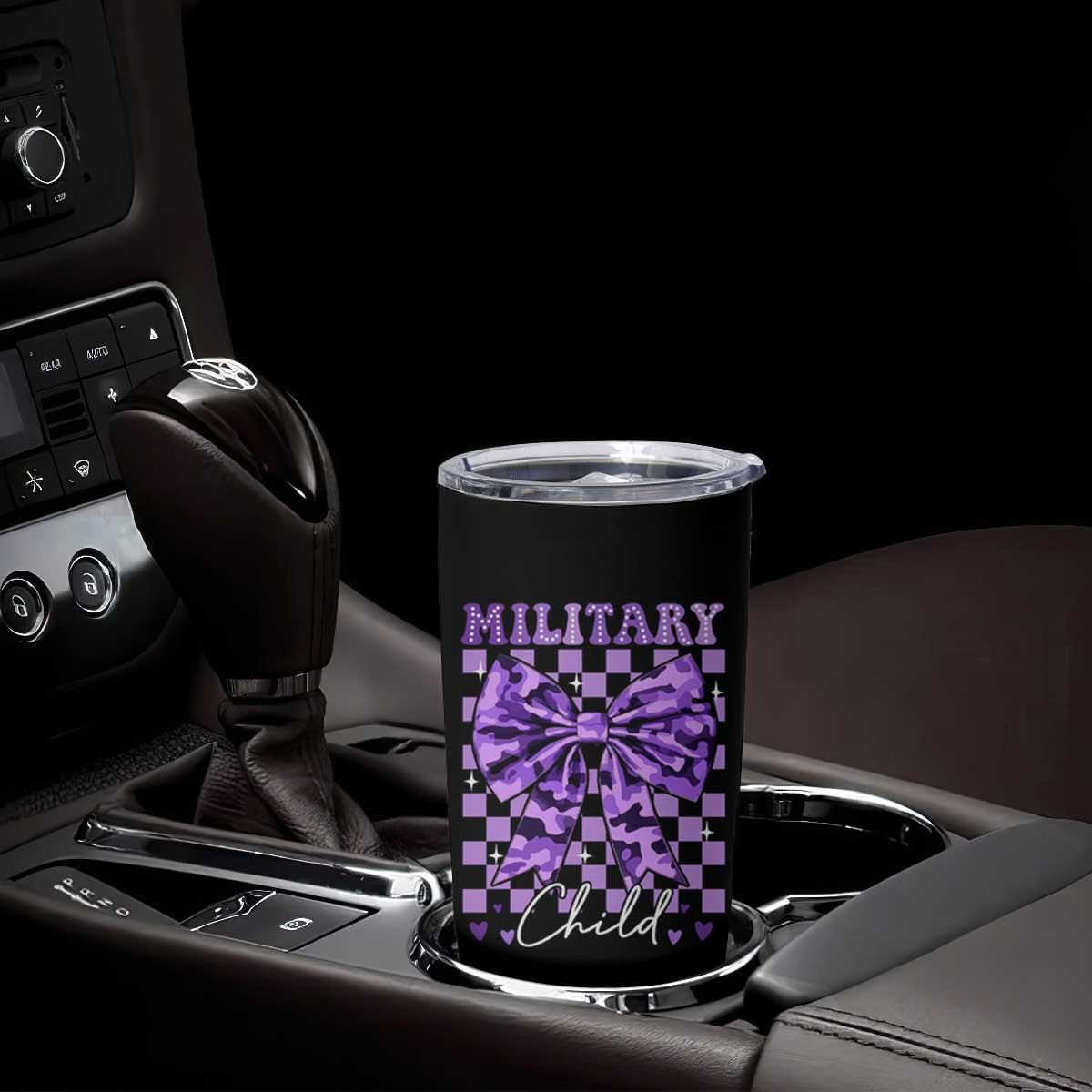 Military Child Coquette Bow Tumbler Cup Purple Up Camo TS10 Print Your Wear