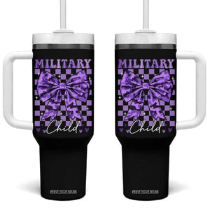 Military Child Coquette Bow Tumbler With Handle Purple Up Camo TS10 One Size: 40 oz Black Print Your Wear