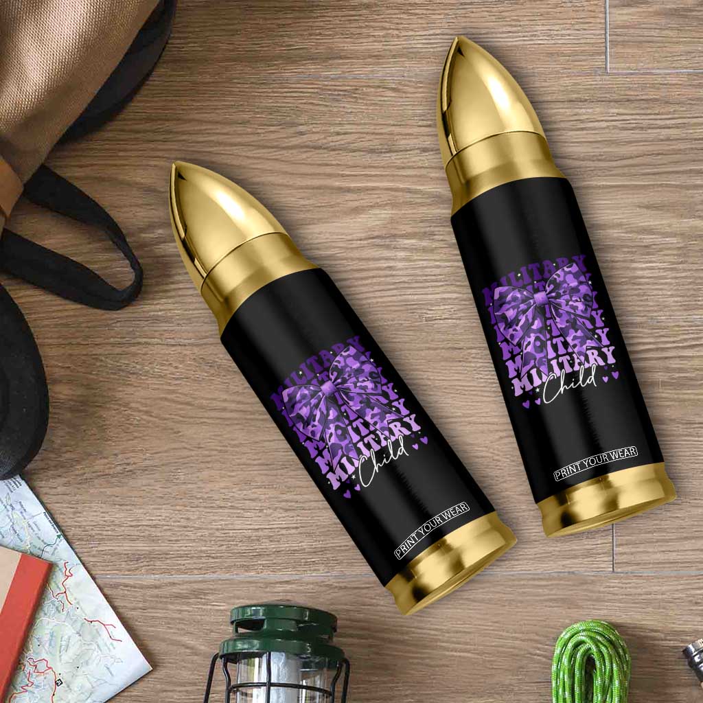 Military Child Coquette Bow Bullet Tumbler Purple Up Camo Kids Girls TS10 Print Your Wear