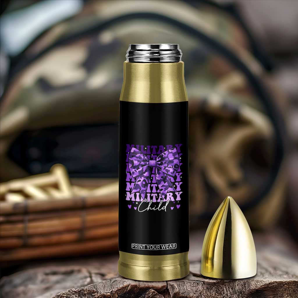 Military Child Coquette Bow Bullet Tumbler Purple Up Camo Kids Girls TS10 Print Your Wear