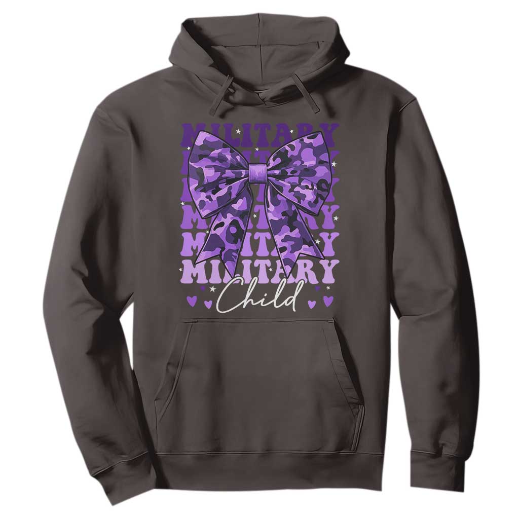 Military Child Coquette Bow Hoodie Purple Up Camo Kids Girls TS10 Dark Chocolate Print Your Wear